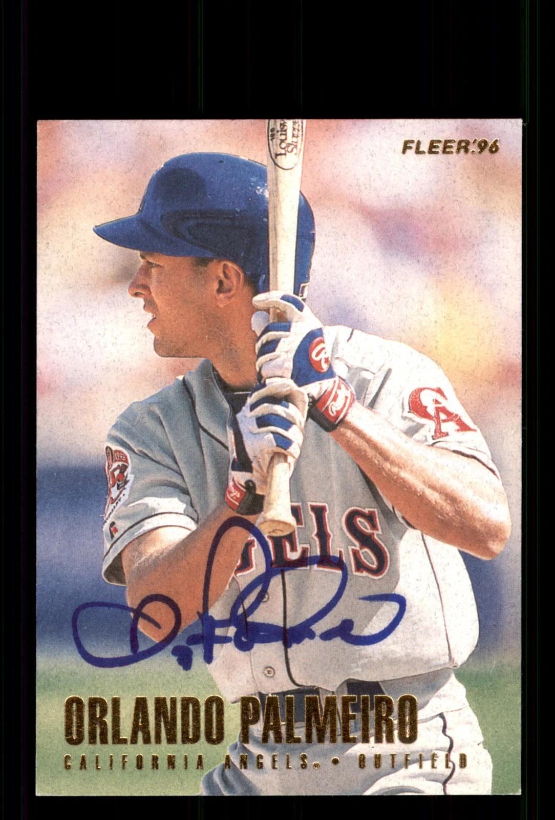 Signed Baseball Card Auto Orlando Palmeiro 1996 Fleer #53 California Angels
