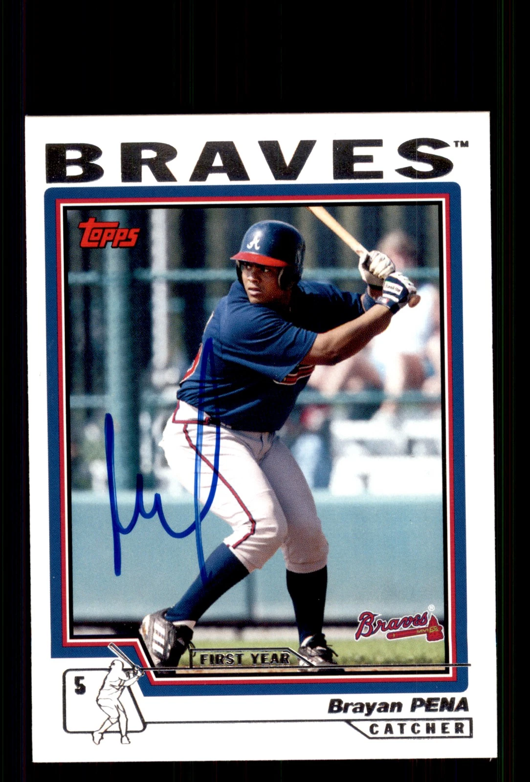 Signed Baseball Card Auto Brayan Pena 2004 Topps #300 Atlanta Braves