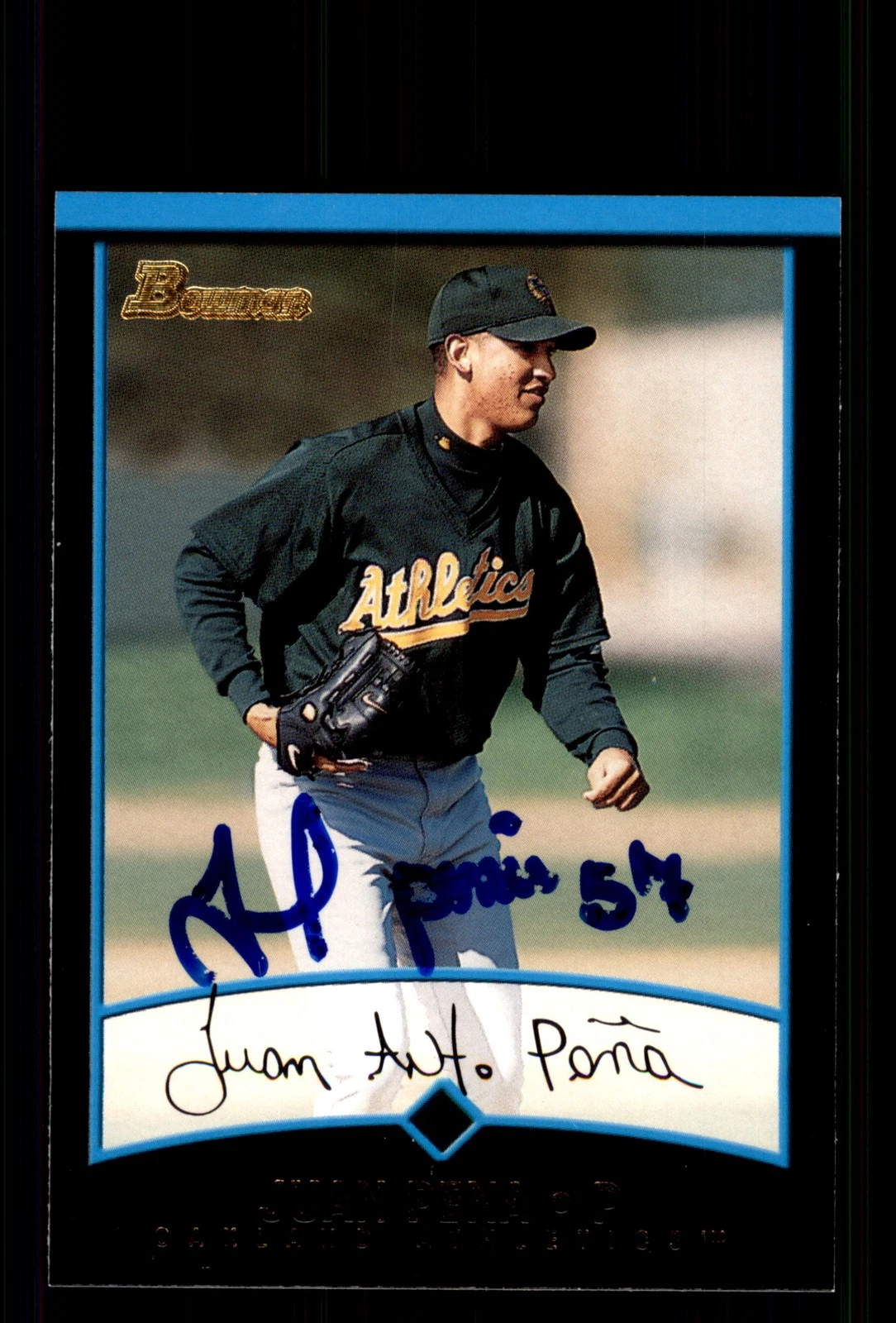 Signed Baseball Card Auto Juan Pena 2001 Bowman #BDP22 Oakland Athletics