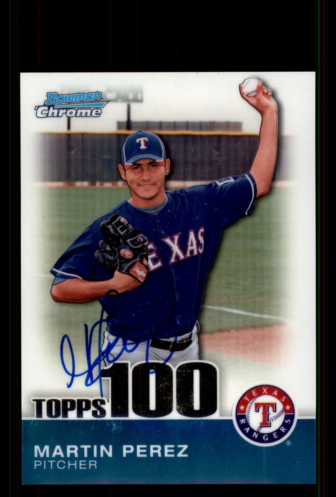 Signed Baseball Card Auto Martin Perez 2010 Bowman Chrome #TPC45 /999
