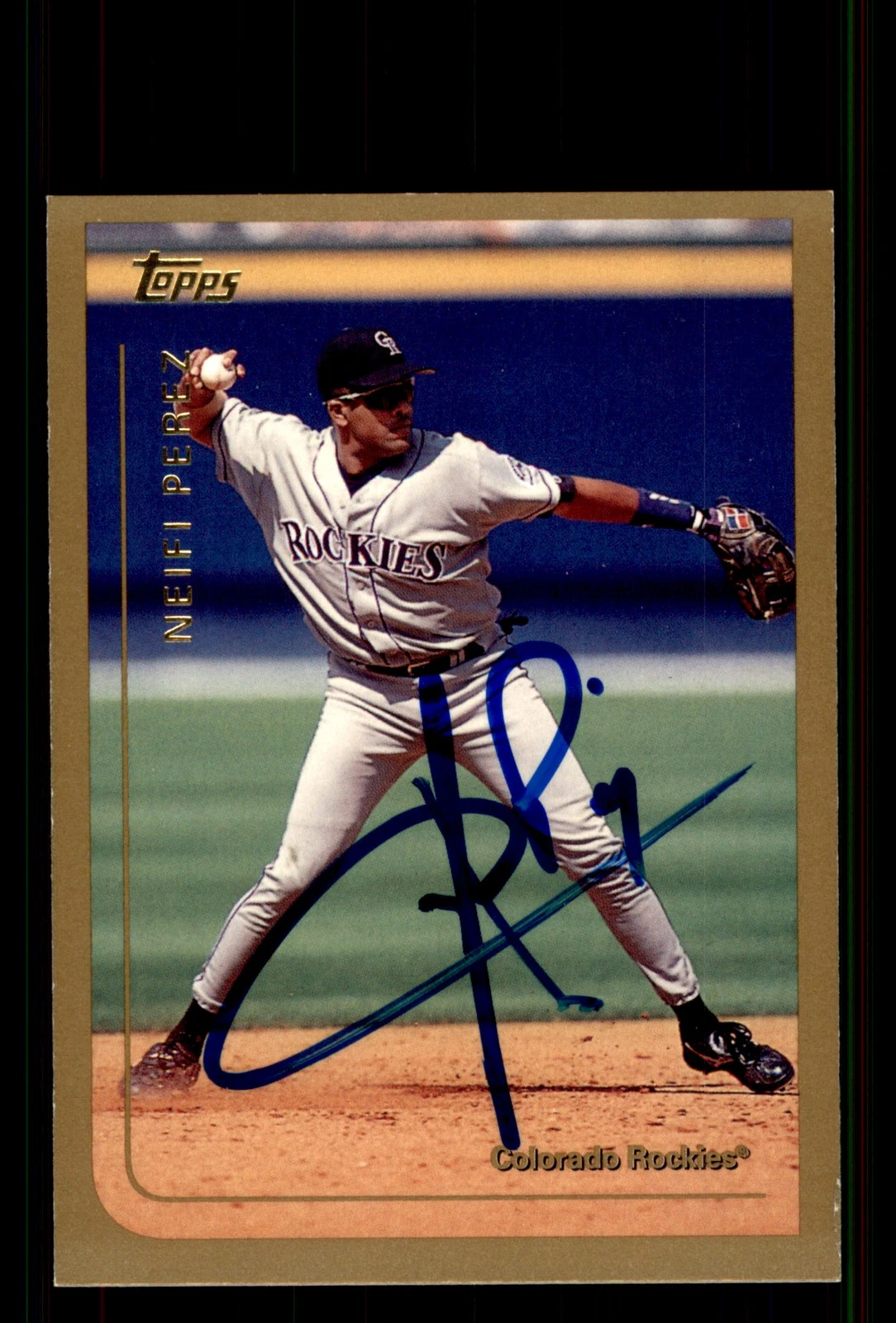 Signed Baseball Card Auto Neifi Perez 1999 Topps #97 Colorado Rockies
