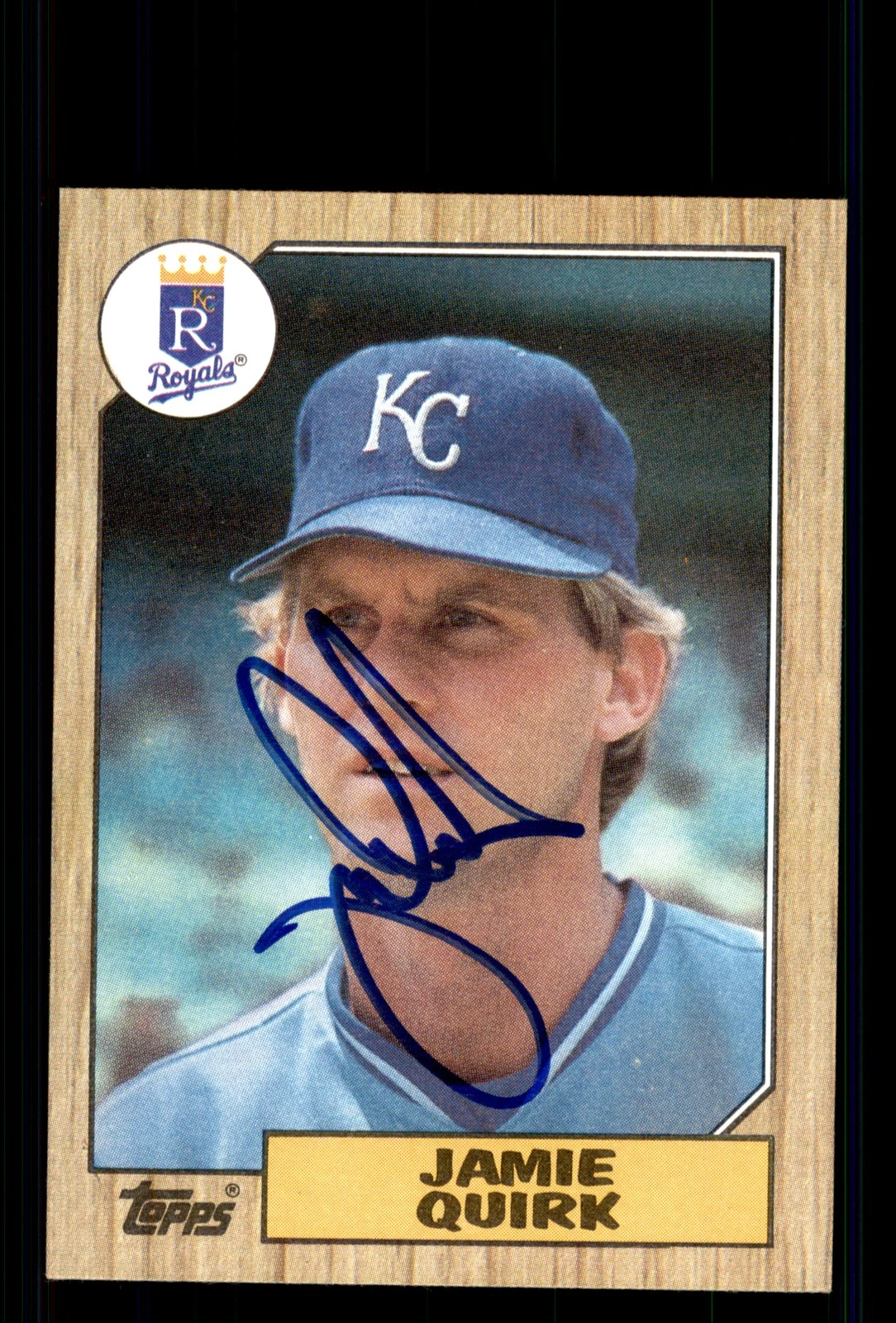 Signed Baseball Card Auto Jamie Quirk 1987 Topps #354 Kansas City Royals