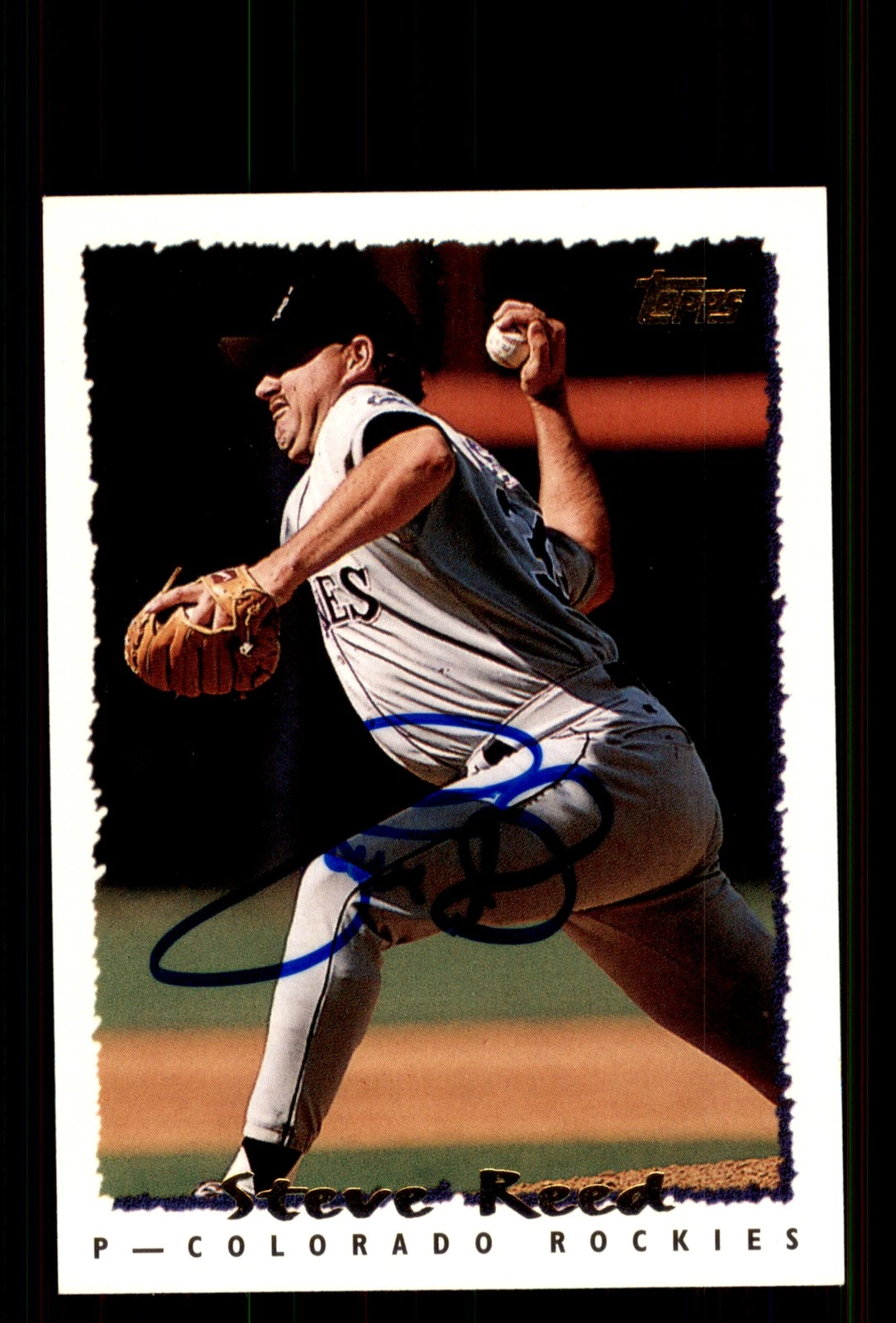 Signed Baseball Card Auto Steve Reed 1995 Topps #321 Colorado Rockies