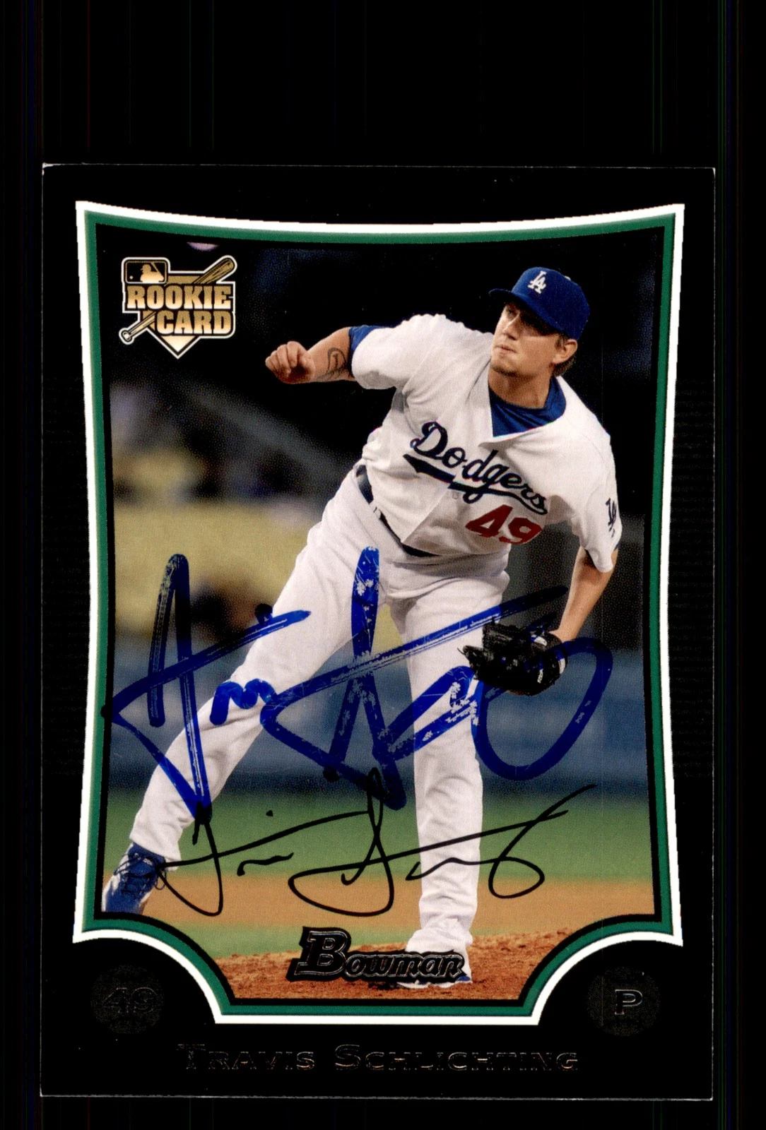 Signed Baseball Card Auto Travis Schlichting 2009 Bowman Draft #BDP29 Dodgers