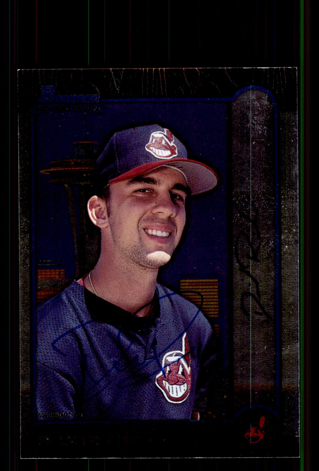 Signed Baseball Card Auto David Riske 1999 Bowman #120 Cleveland Indians