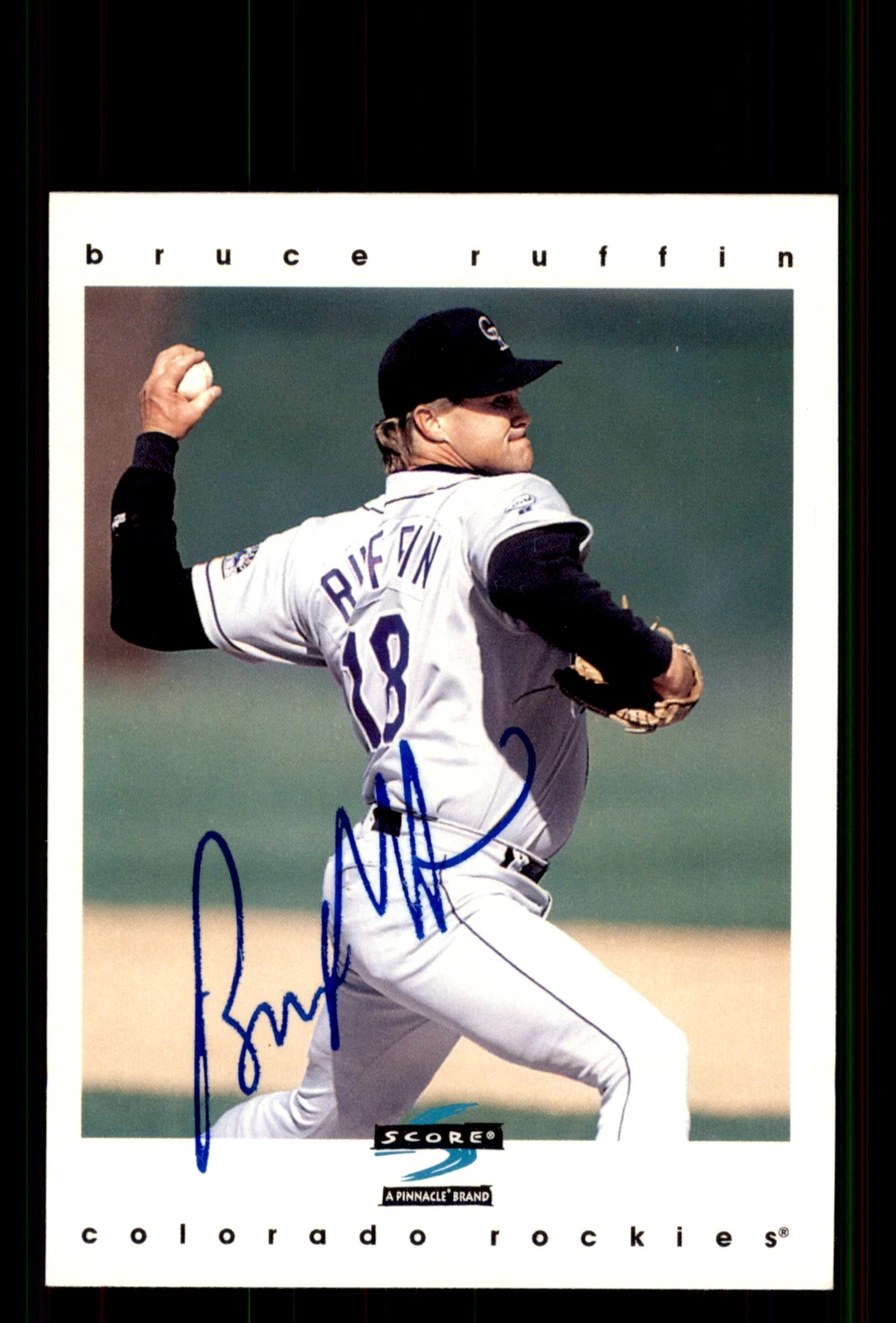Signed Baseball Card Auto Bruce Ruffin 1997 Score #332 Colorado Rockies