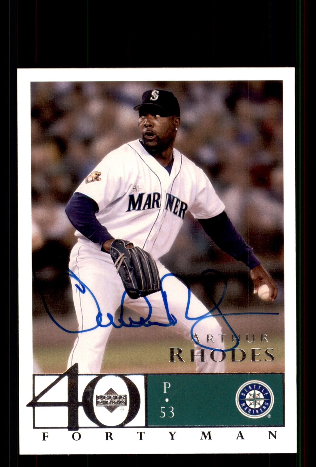 Signed Baseball Card Auto Arthur Rhodes 2003 Upper Deck 40-Man #148 Mariners