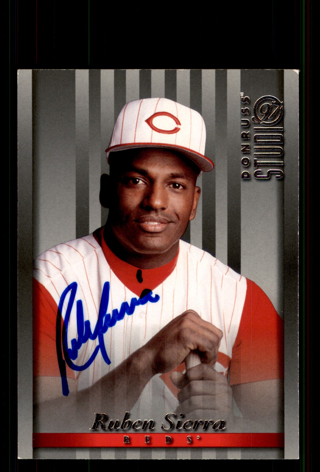 Signed Baseball Card Auto Ruben Sierra 1997 Studio #26 Cincinnati Reds