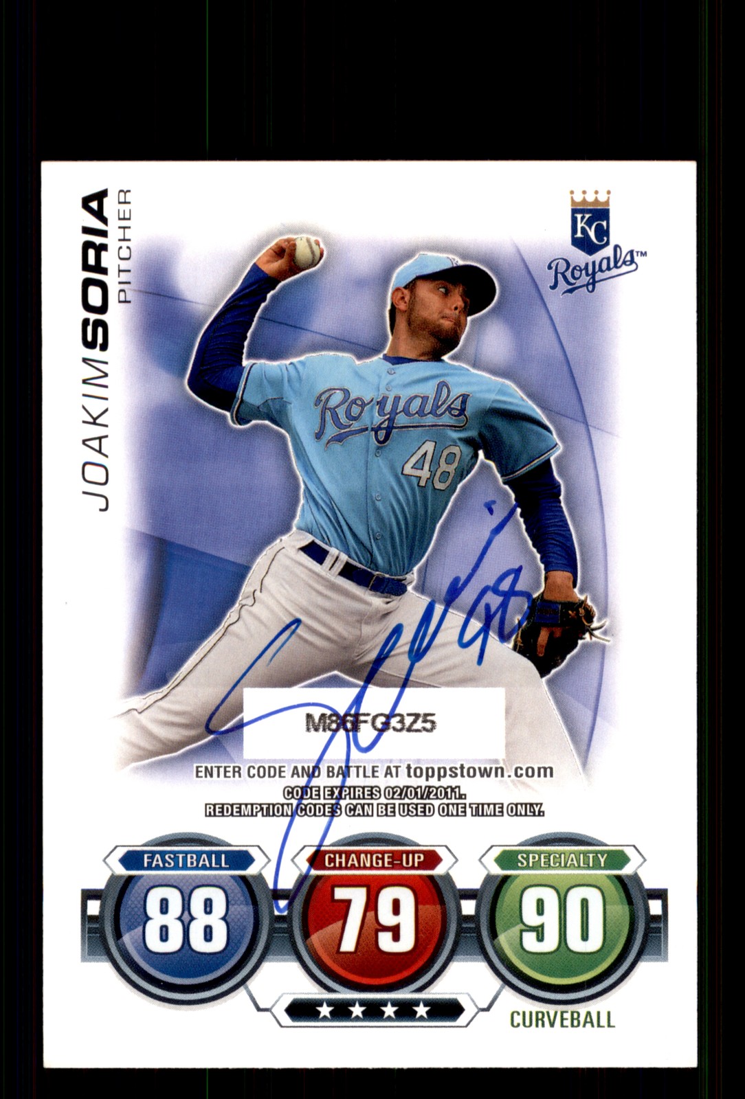 Signed Baseball Card Auto Joakim Soria 2010 Topps Update Kansas City Royals