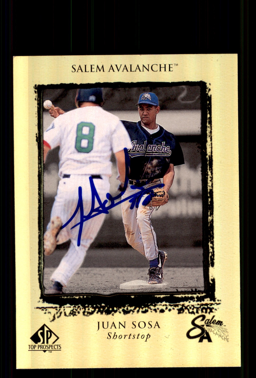 Signed Baseball Card Auto Juan Sosa 1999 SP Top Prospects #111 Salem Avalanche