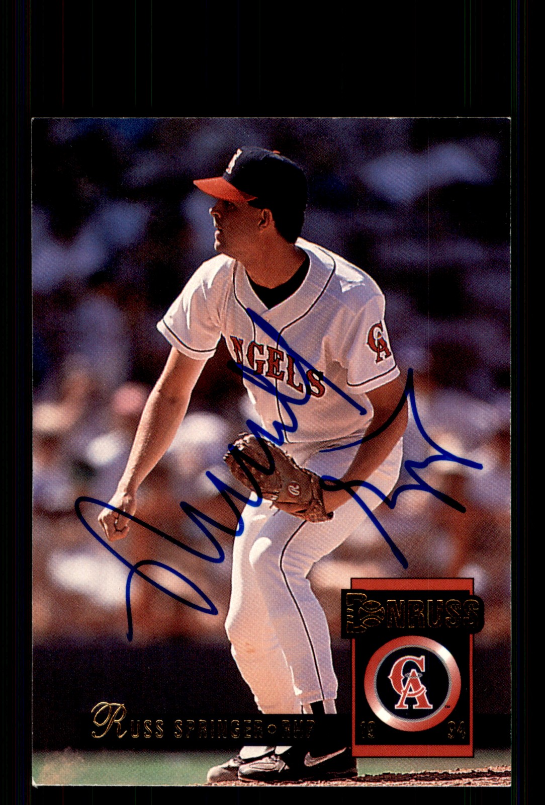 Signed Baseball Card Auto Russ Springer 1994 Donruss #325 California Angels