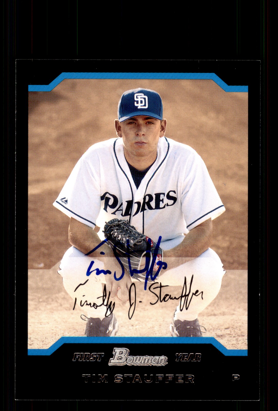 Signed Baseball Card Auto Tim Stauffer 2004 Bowman #273 San Diego Padres