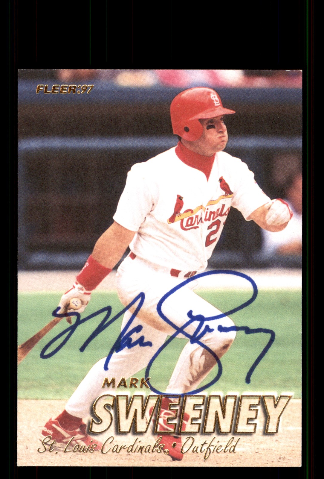 Signed Baseball Card Auto Mark Sweeney 1997 Fleer #454 St. Louis Cardinals