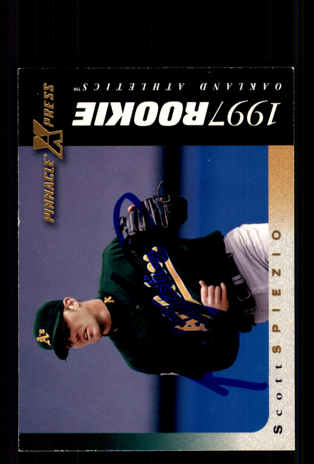 Signed Baseball Card Auto Scott Spiezio 1997 Pinnacle X-Press #128 A's
