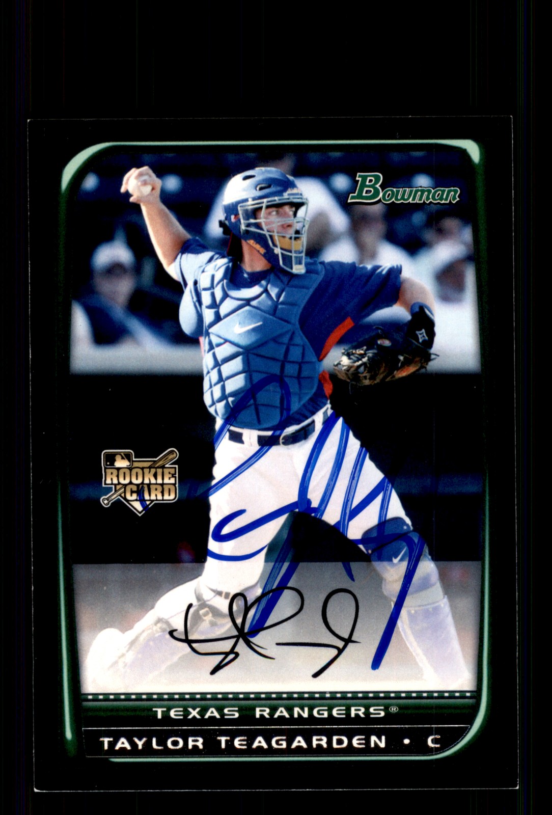 Signed Baseball Card Auto Taylor Teagarden 2008 Bowman Draft #BDP35 Rangers