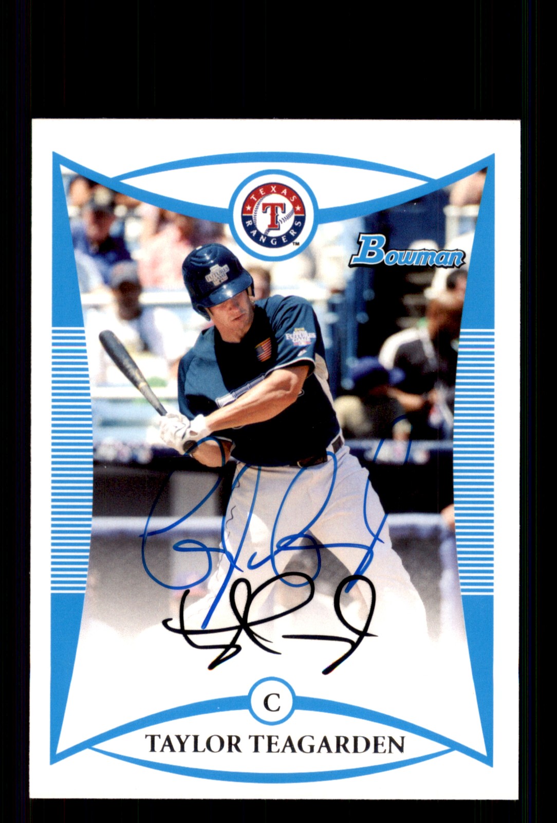 Signed Baseball Card Auto Taylor Teagarden 2008 Bowman Draft #BDPP90 Rangers