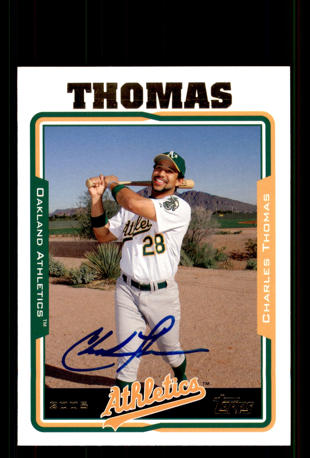 Signed Baseball Card Auto Charles Thomas 2005 Topps #371 Oakland Athletics