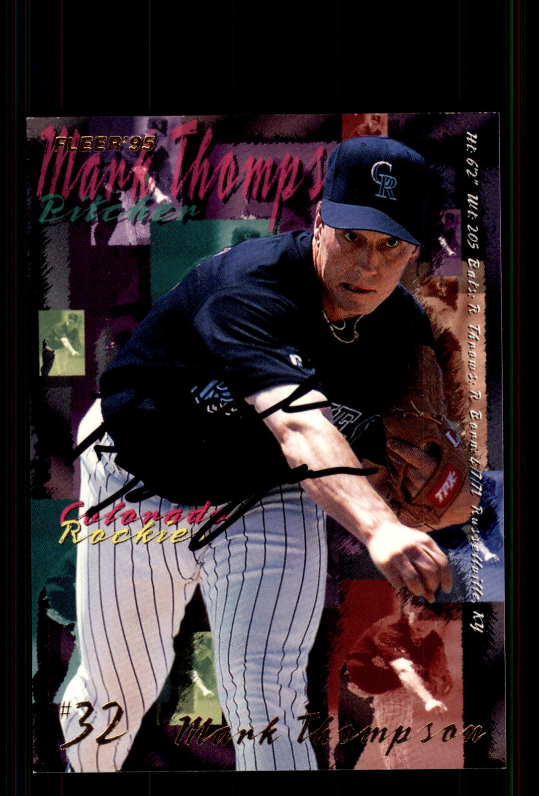 Signed Baseball Card Auto Mark Thompson 1995 Fleer Update #U-170 Rockies