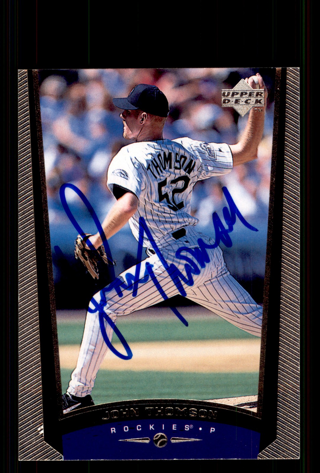 Signed Baseball Card Auto John Thomson 1999 Upper Deck #91 Colorado Rockies