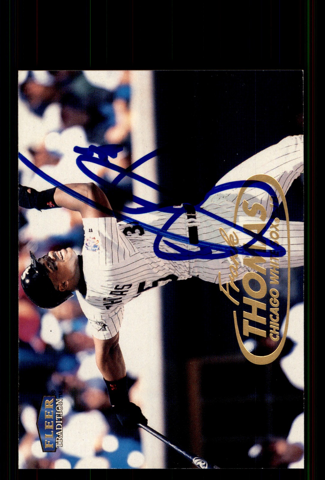 Signed Baseball Card Auto Frank Thomas 1998 Fleer Tradition #35 White Sox