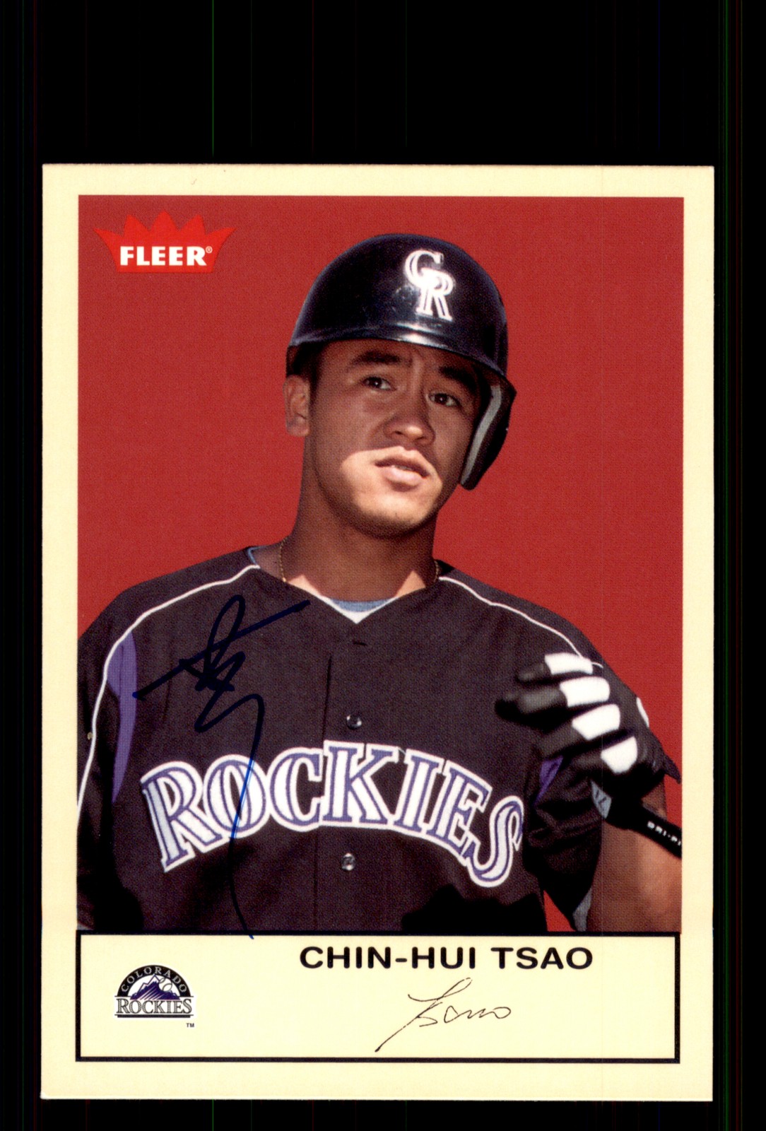 Signed Baseball Card Auto Chin-Hui Tsao 2005 Fleer Tradition #186 Rockies