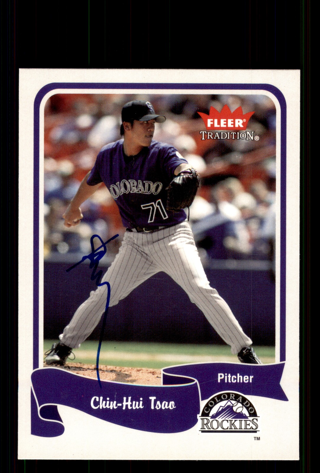 Signed Baseball Card Auto Chin-Hui Tsao 2004 Fleer Tradition #251 Rockies