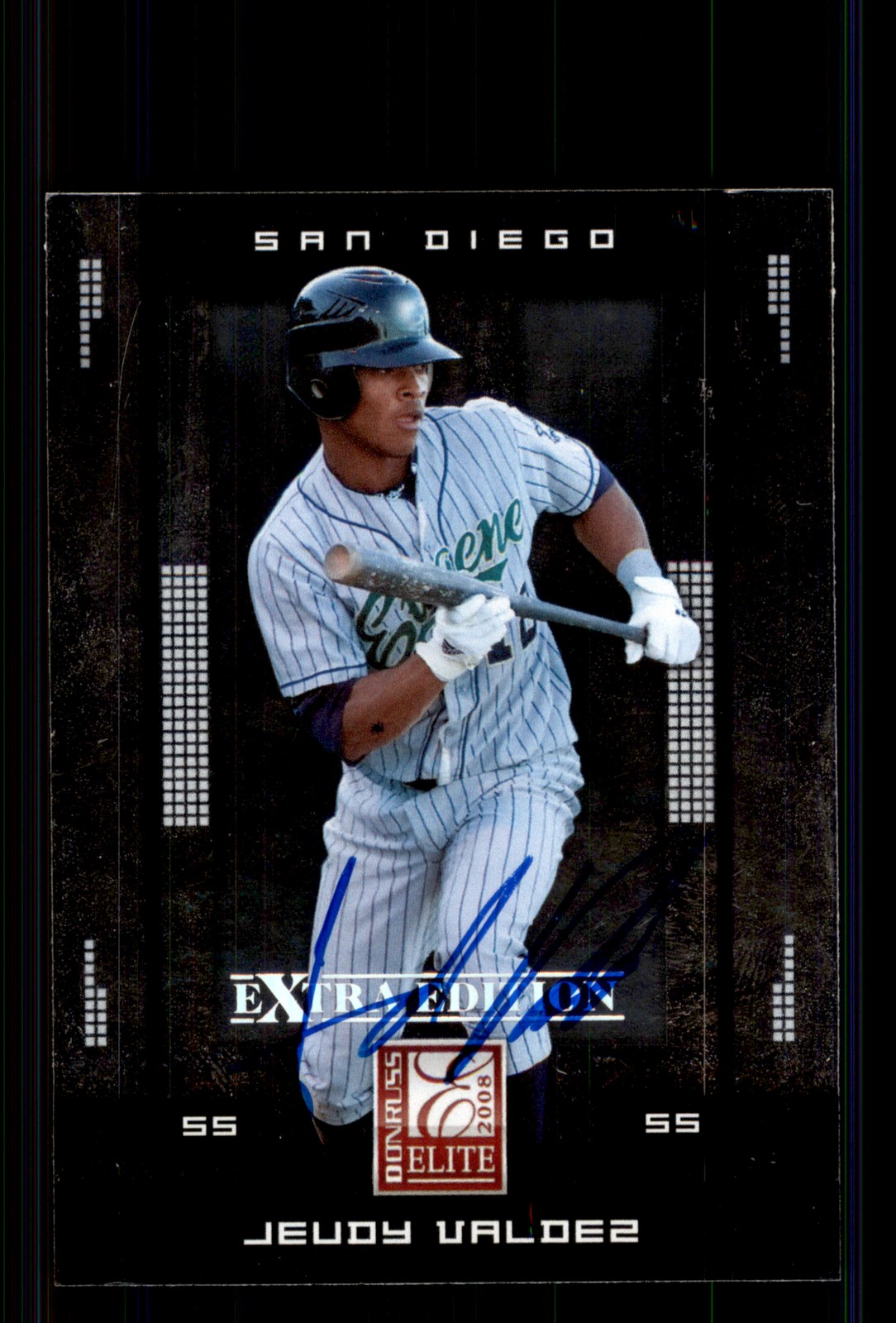 Signed Baseball Card Auto Jeudy Valdez 2008 Donruss Elite Extra Edition #50