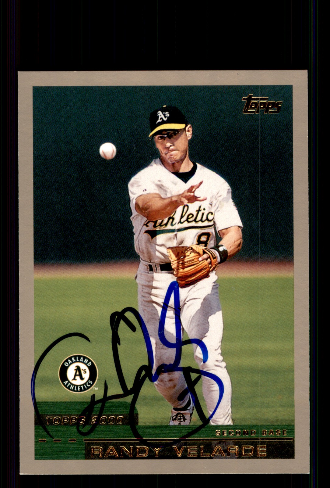 Signed Baseball Card Auto Randy Velarde 2000 Topps #429 Oakland Athletics