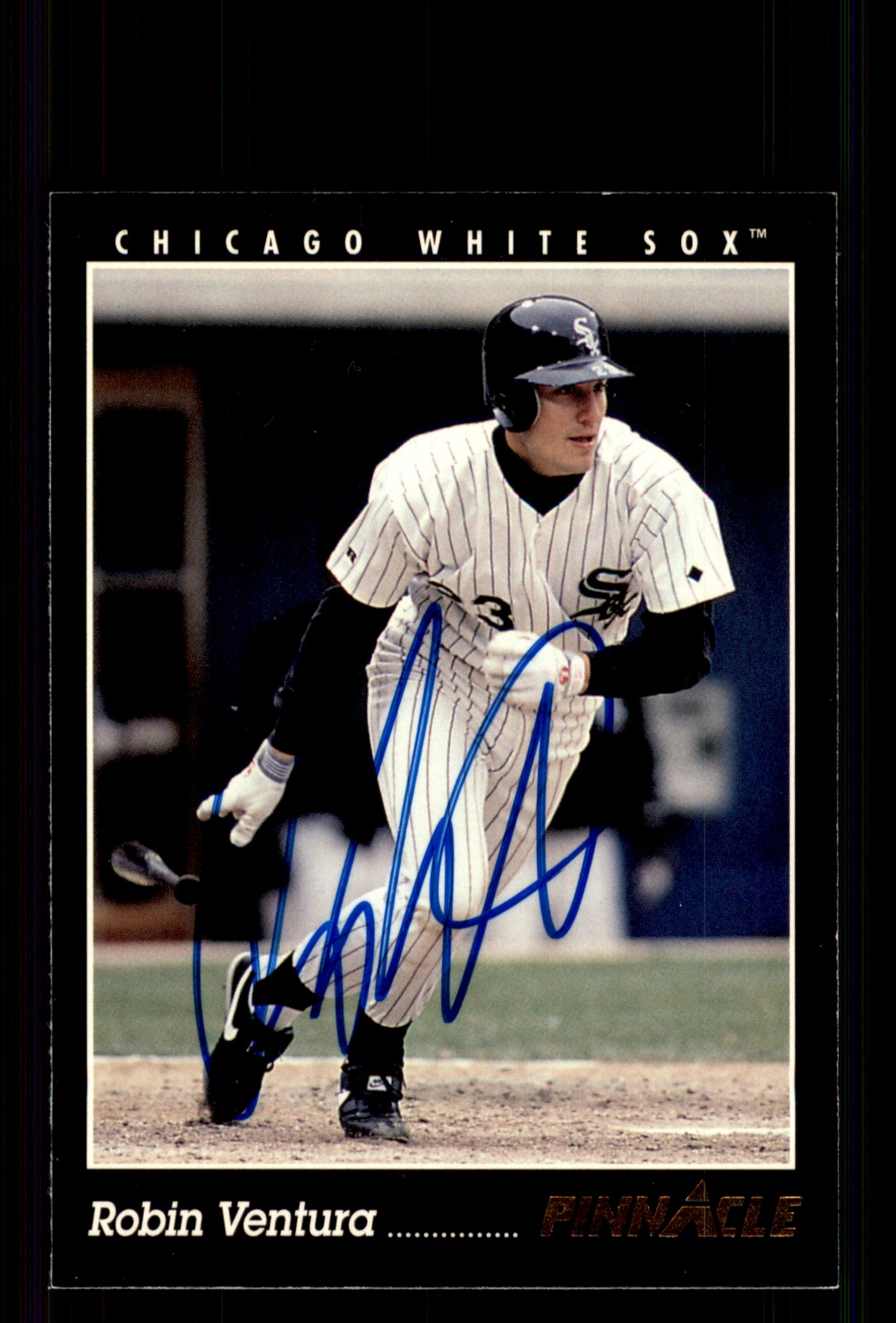 Signed Baseball Card Auto Robin Ventura 1993 Pinnacle #28 Chicago White Sox