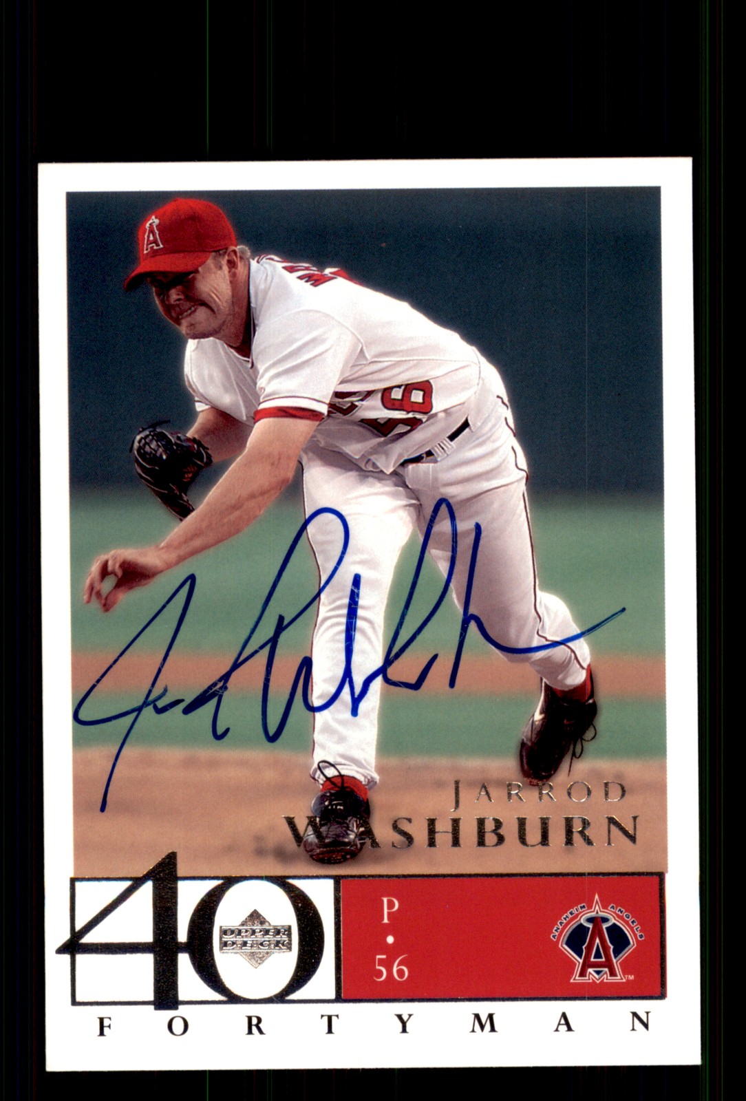 Signed Baseball Card Auto Jarrod Washburn 2003 Upper Deck 40-Man #14 Angels