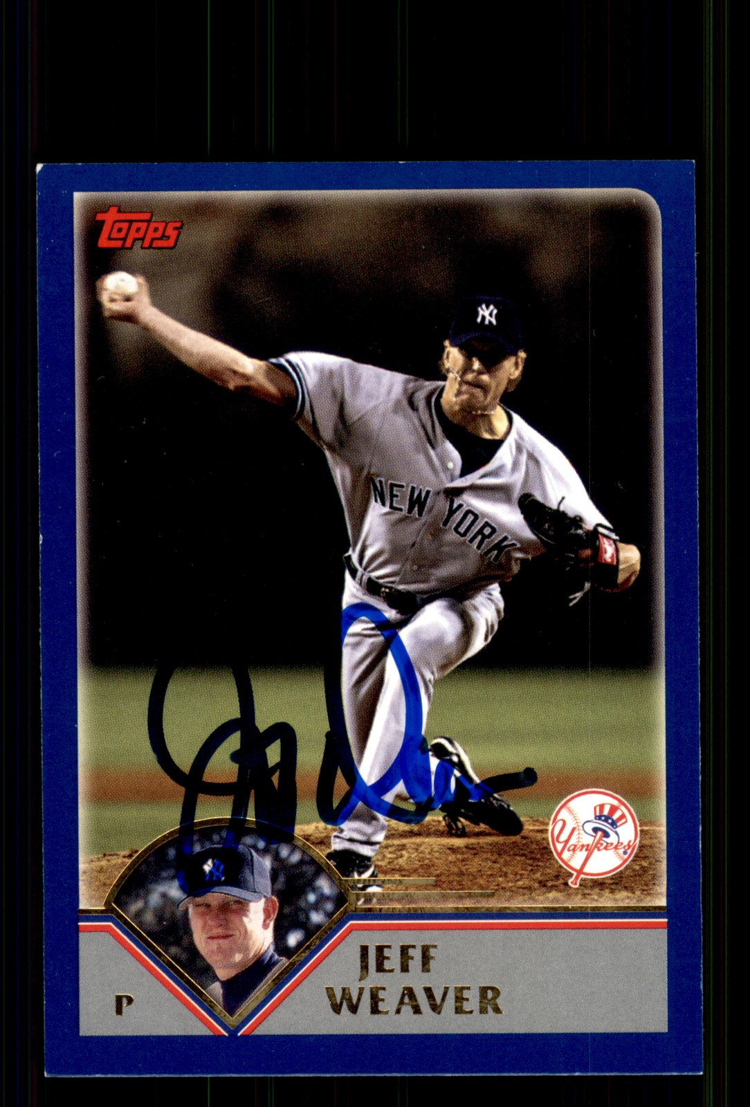 Signed Baseball Card Auto Jeff Weaver 2003 Topps #529 New York Yankees