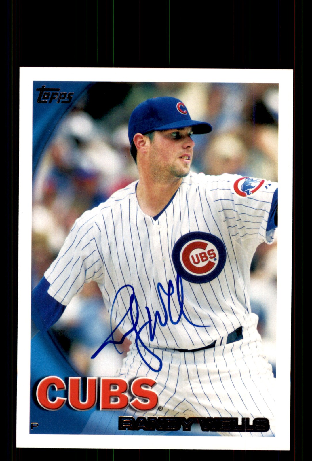 Signed Baseball Card Auto Randy Wells 2010 Topps #520 Chicago Cubs