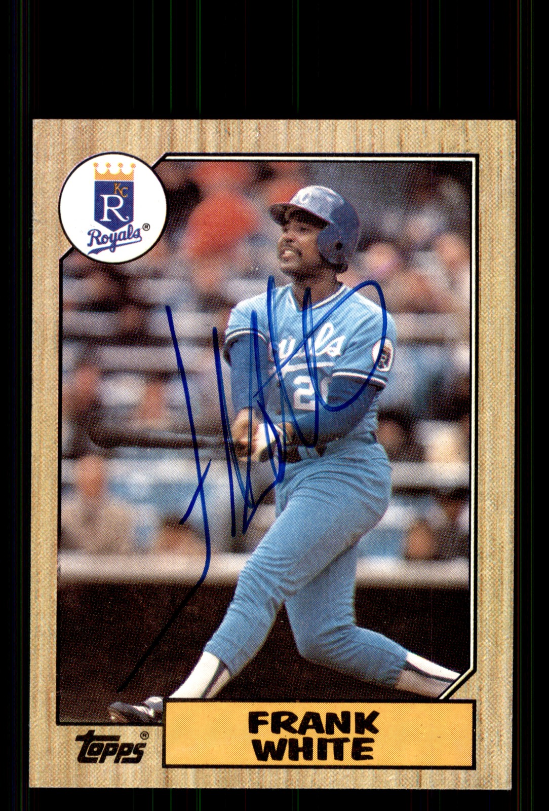 Signed Baseball Card Auto Frank White 1987 Topps #692 Kansas City Royals