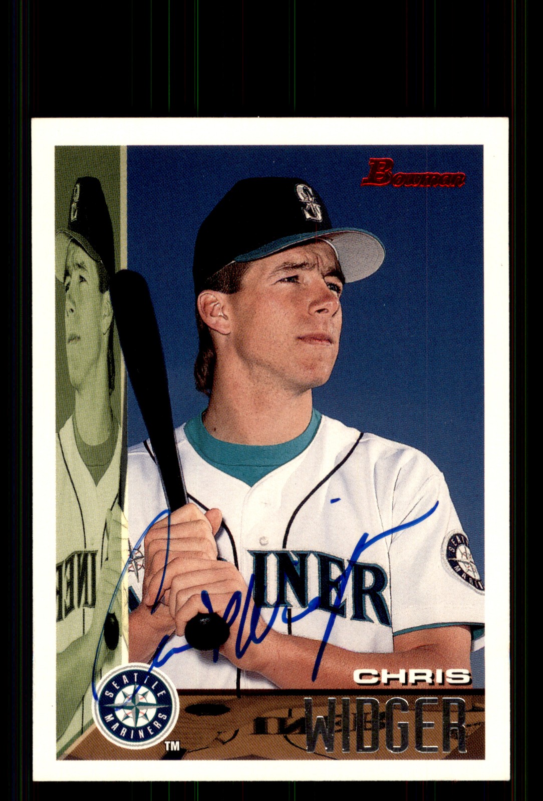 Signed Baseball Card Auto Chris Widger 1995 Bowman #2 Seattle Mariners