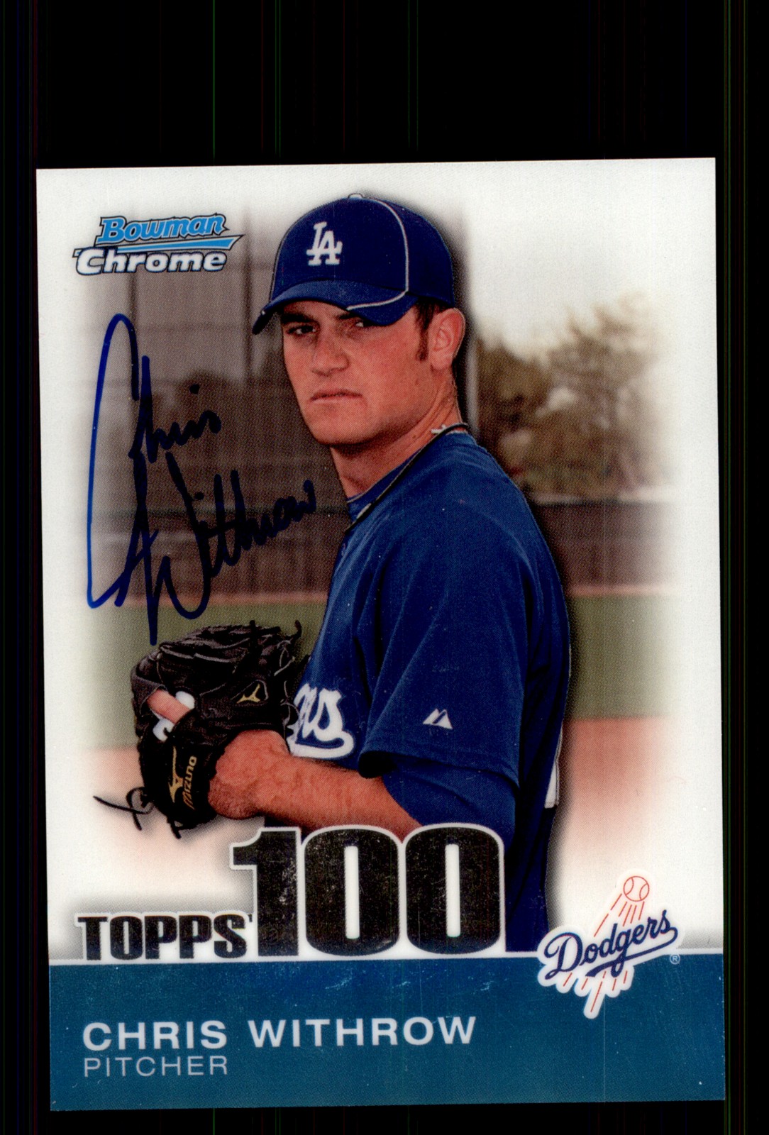 Signed Baseball Card Auto Chris Withrow 2010 Bowman Chrome #TPC36 Dodgers