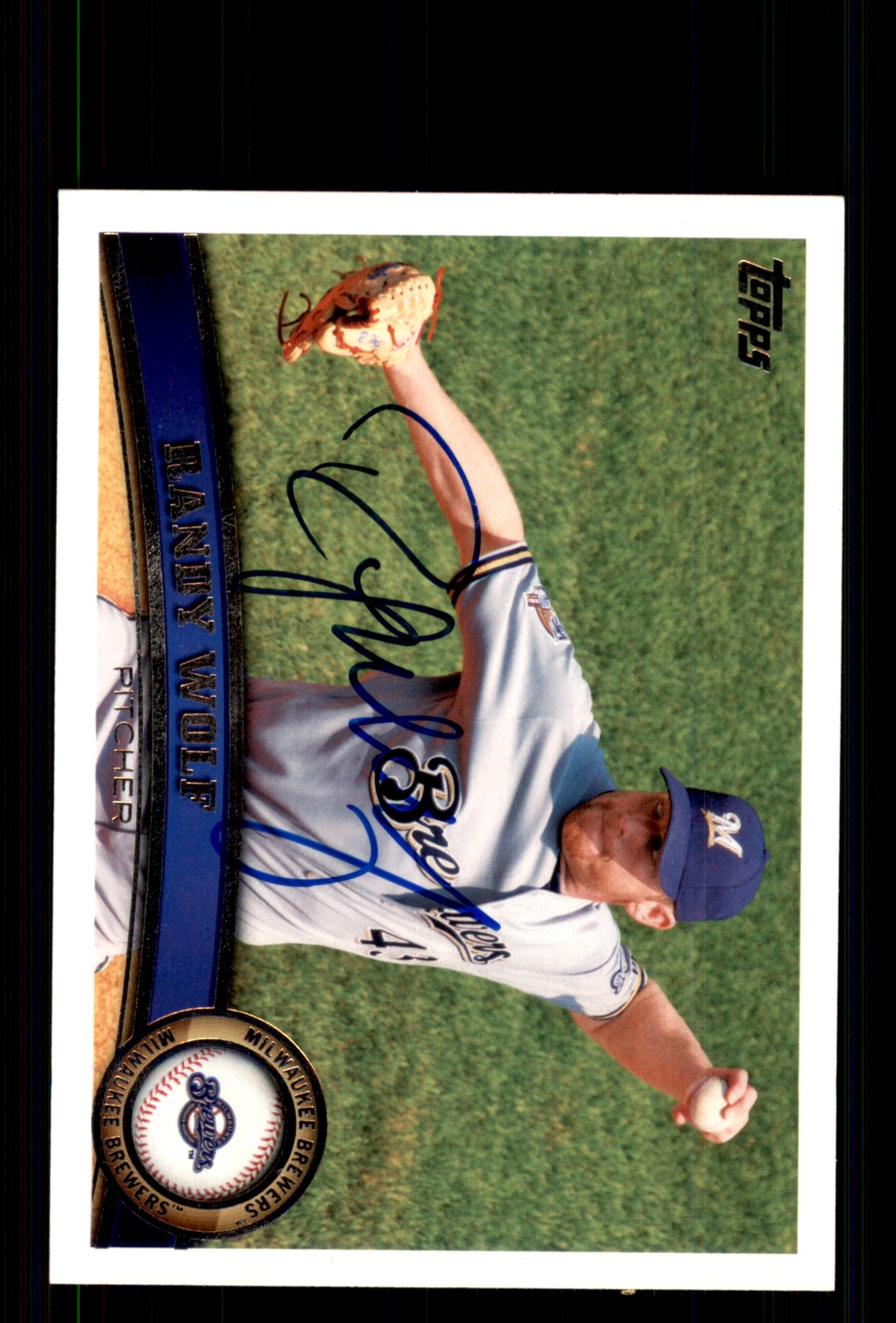 Signed Baseball Card Auto Randy Wolf 2011 Topps #14 Milwaukee Brewers
