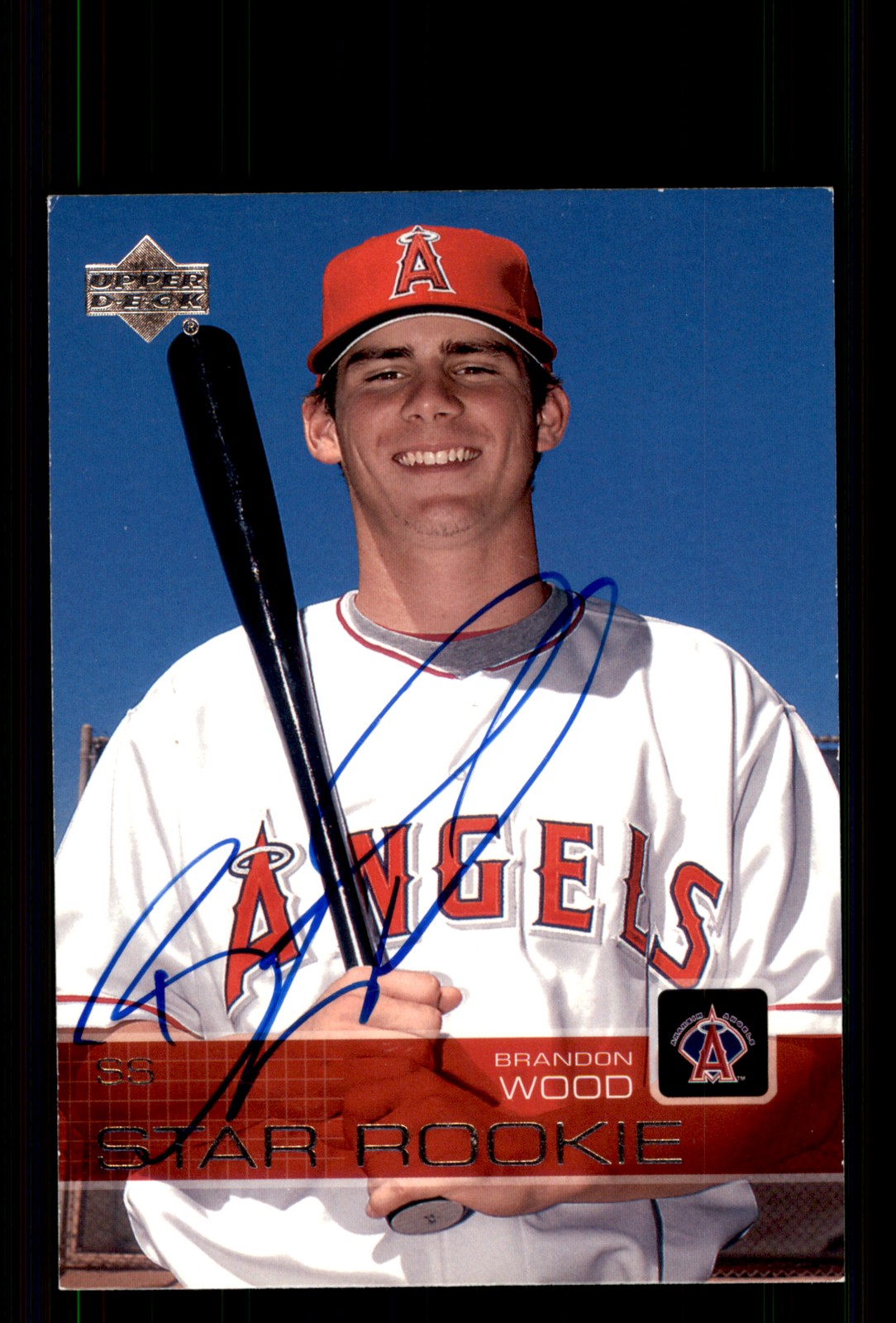 Signed Baseball Card Auto Brandon Wood 2003 Upper Deck Prospect Premieres #73