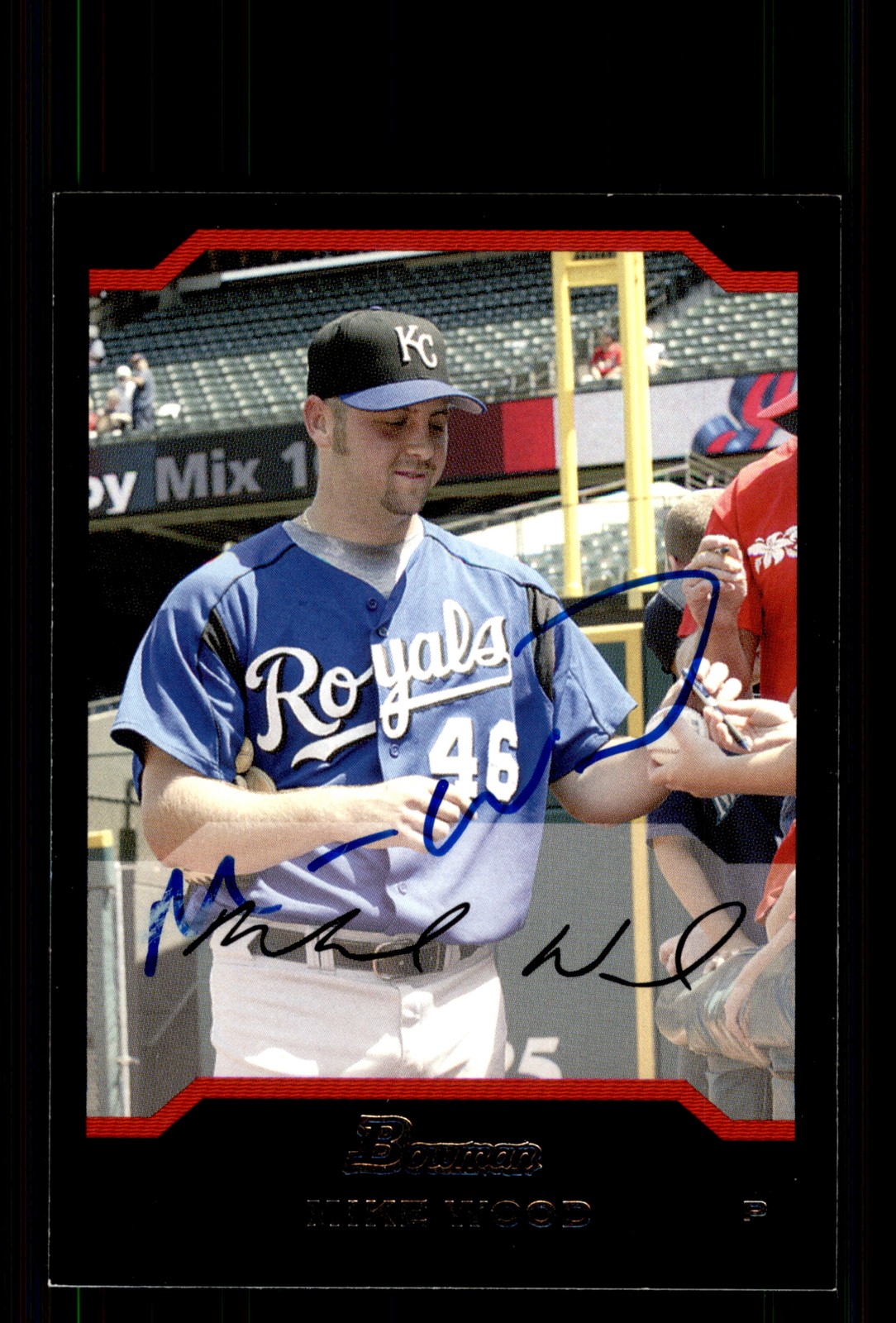 Signed Baseball Card Auto Mike Wood 2004 Bowman #BDP8 Royals