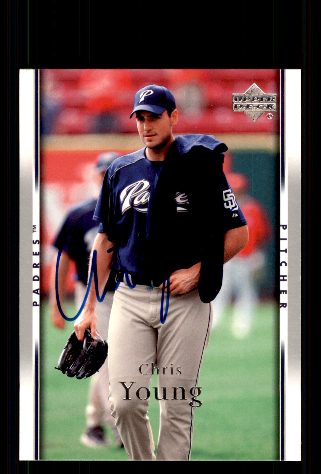 Signed Baseball Card Auto Chris Young 2007 Upper Deck #424 San Diego Padres