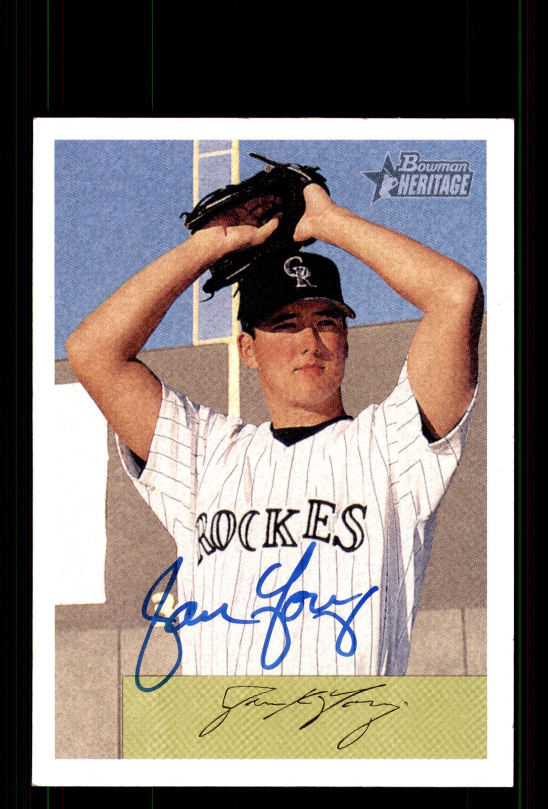 Signed Baseball Card Auto Jason Young 2002 Bowman Heritage #151 Colorado Rockies