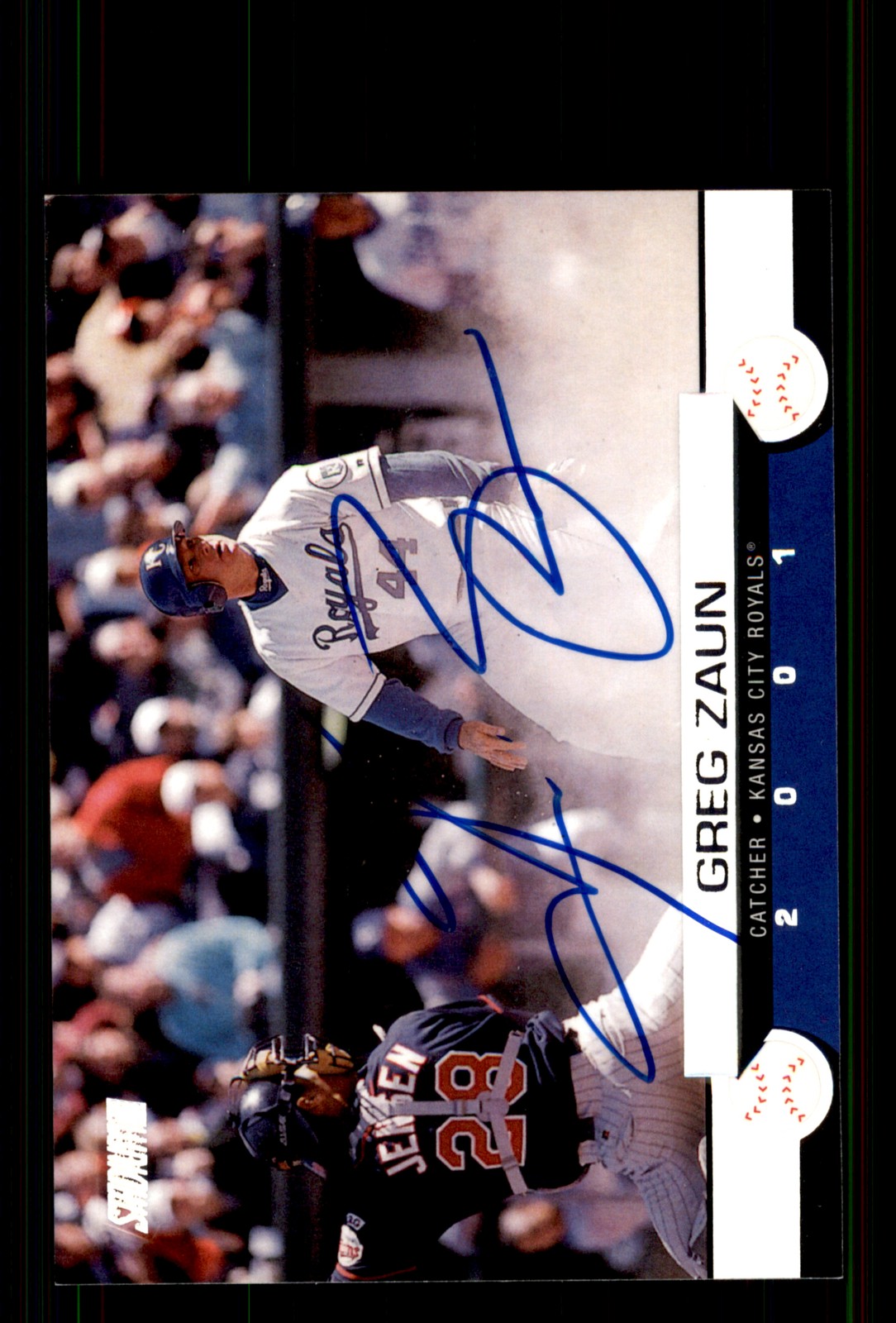 Signed Baseball Card Auto Gregg Zaun 2001 Stadium Club #110 Kansas City Royals