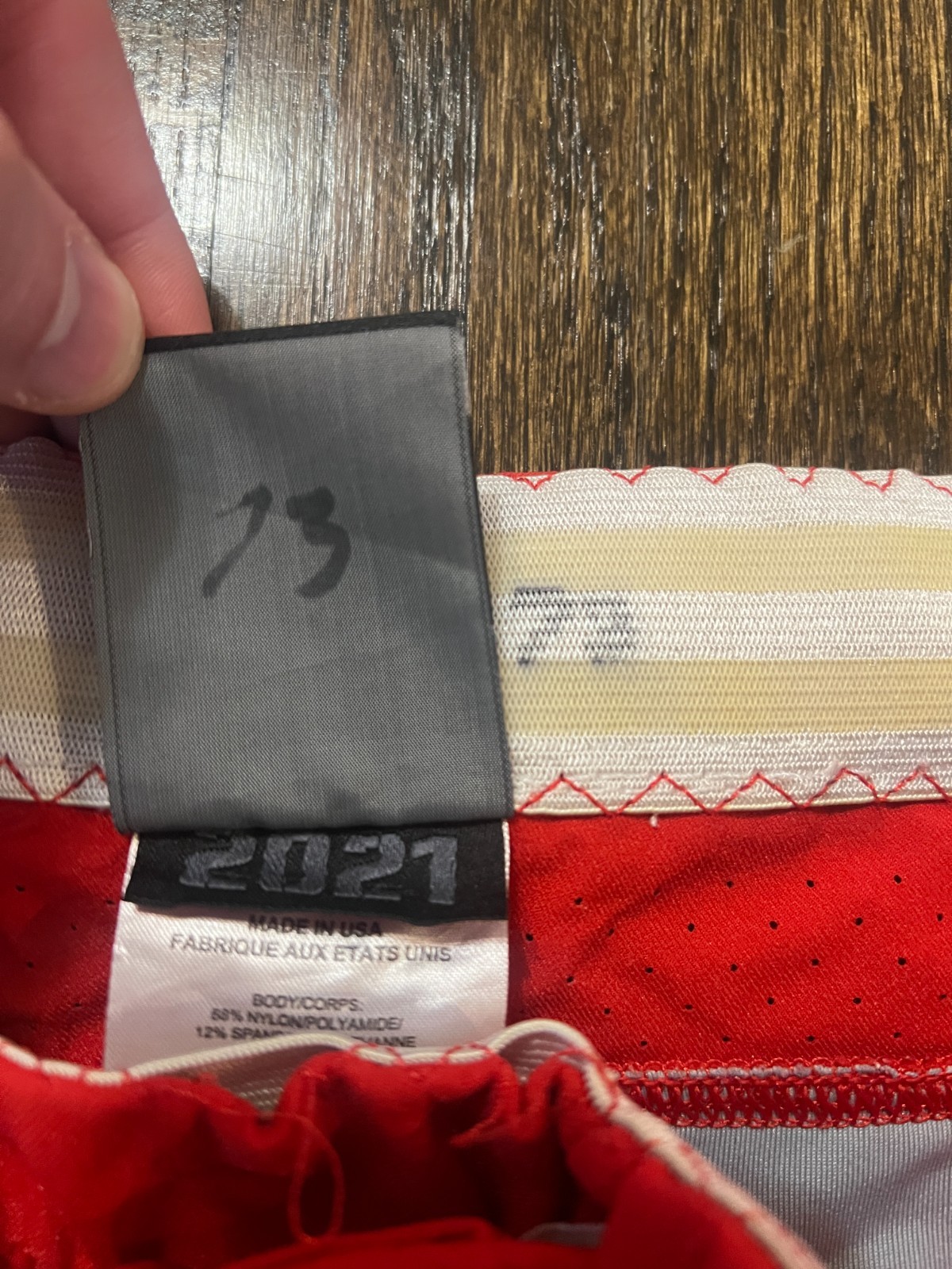 GAME USED ? ISSUED KANSAS CITY CHIEFS RED FOOTBALL PANTS 2021 Nick Allegretti