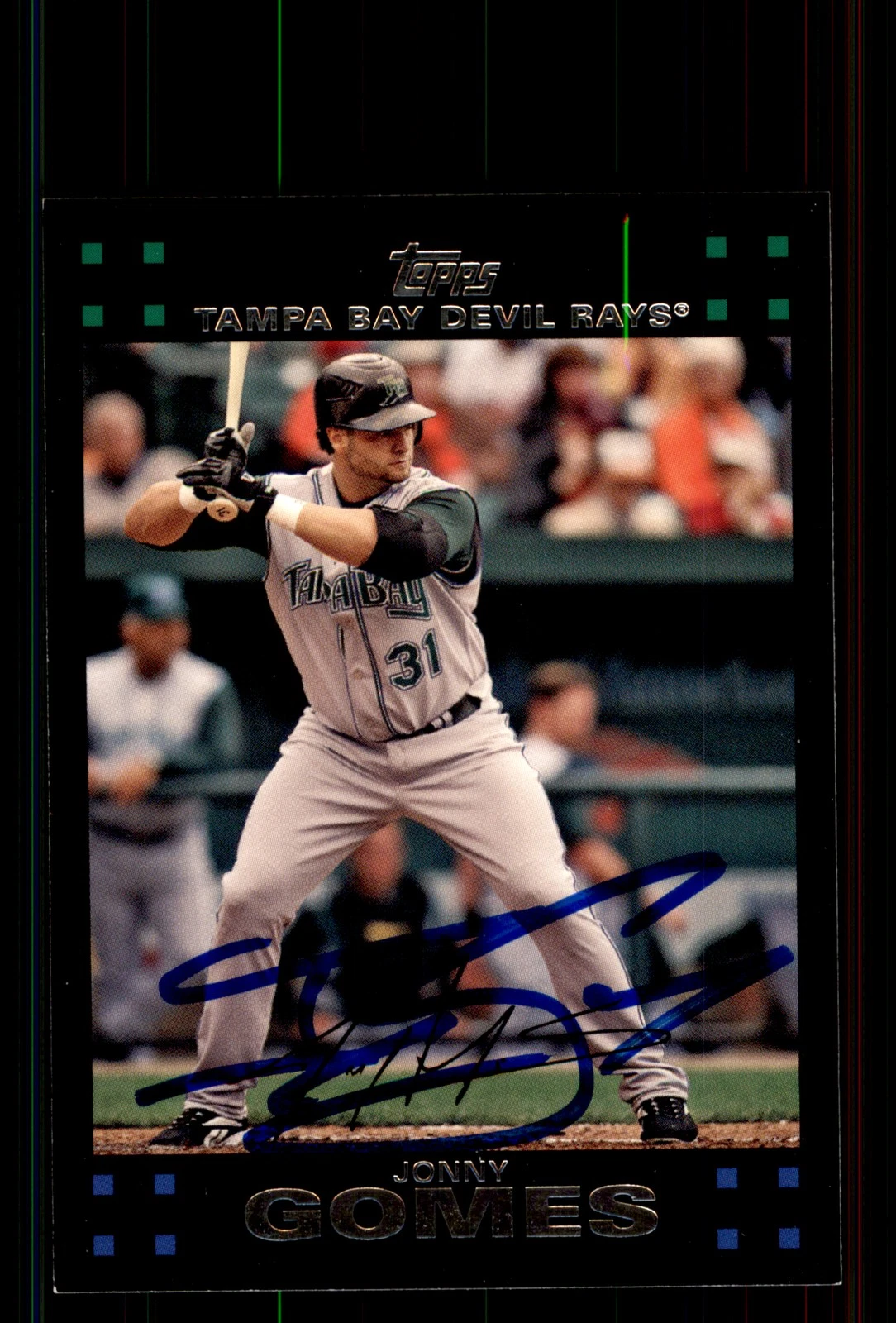 Signed Baseball Card Auto Jonny Gomes 2007 Topps #339 Tampa Bay Devil Rays
