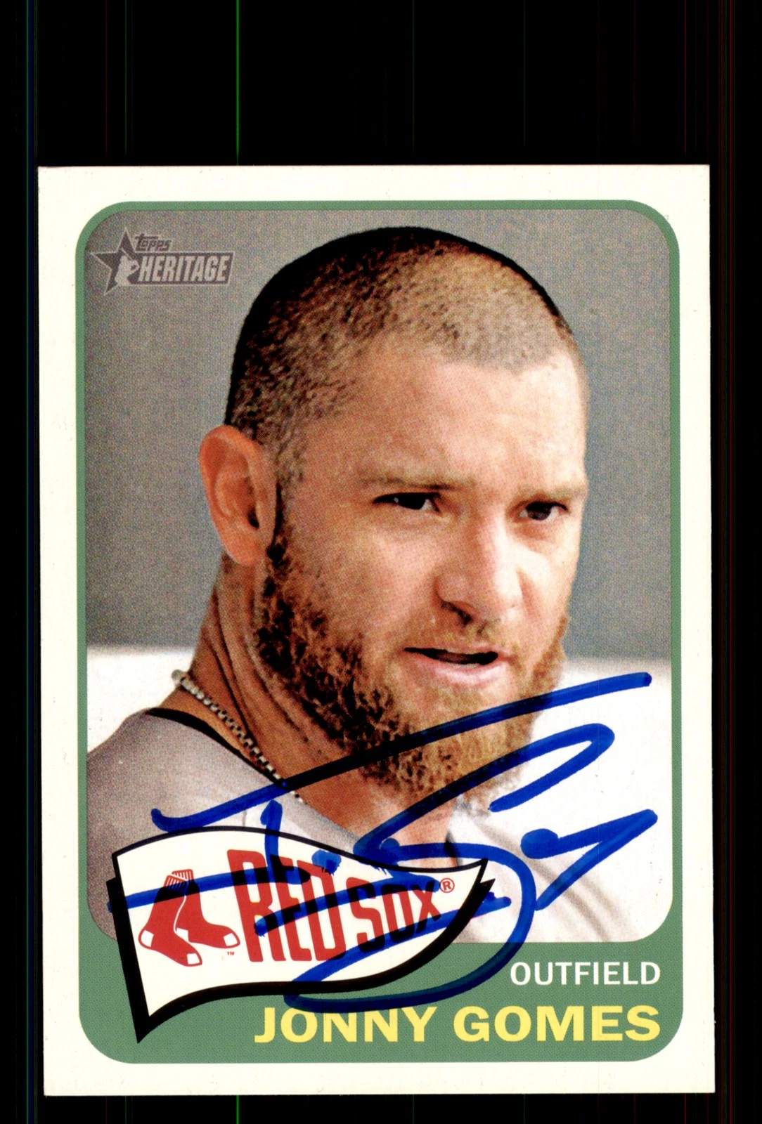 Signed Baseball Card Auto Jonny Gomes 2014 Topps Heritage #234 Boston Red Sox