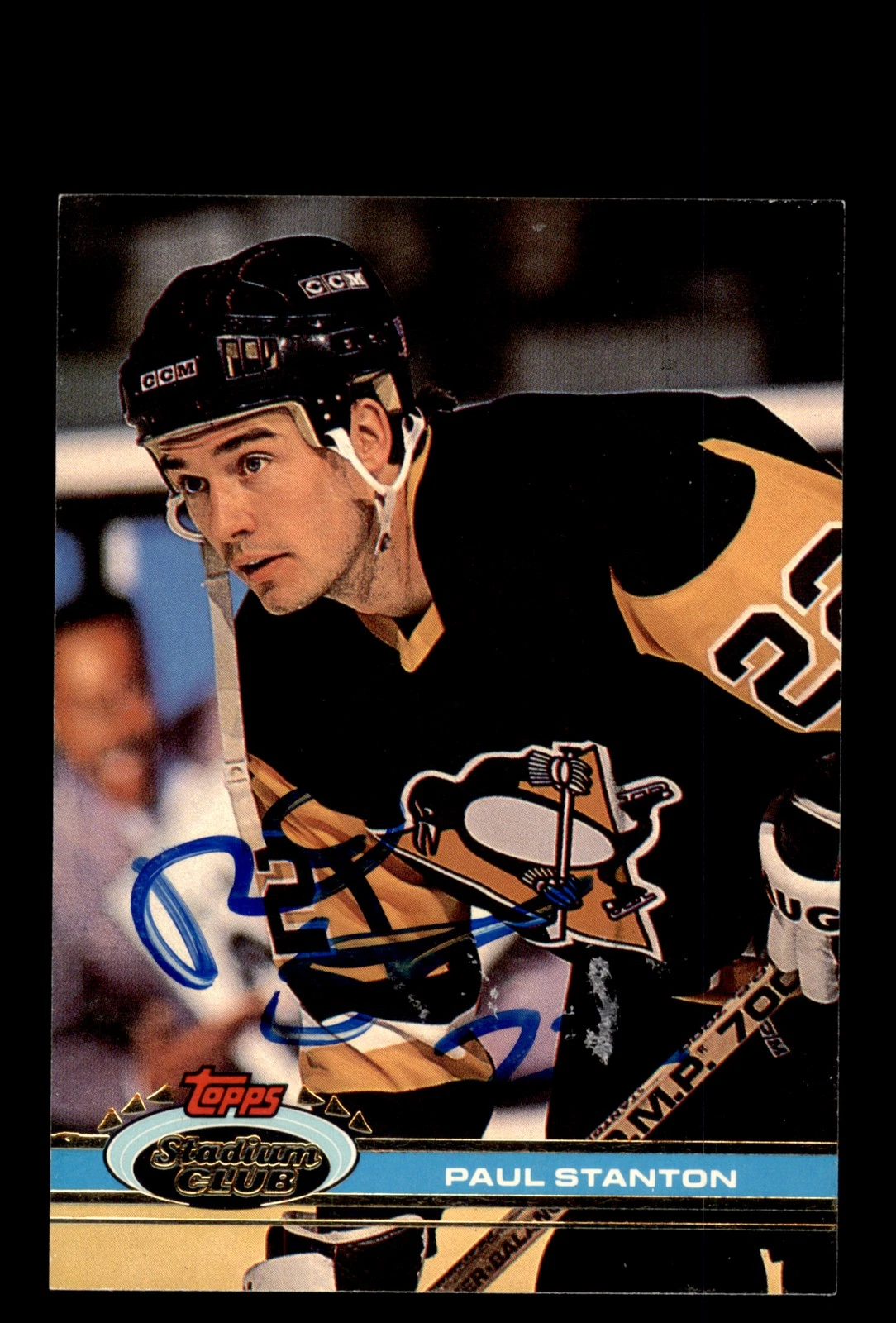 Signed Hockey Card Auto Paul Stanton 1991-92 Stadium Club #380 Penguins