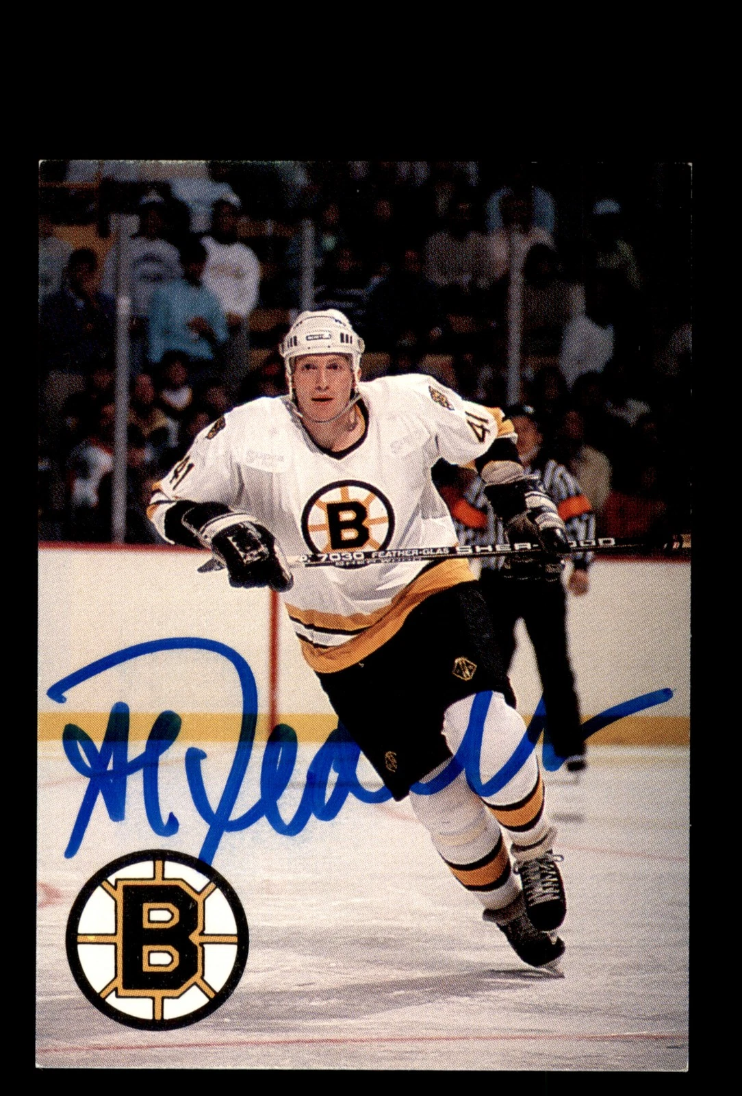 Signed Hockey Card Auto Allen Pedersen 1989-90 Sports Action Boston Bruins