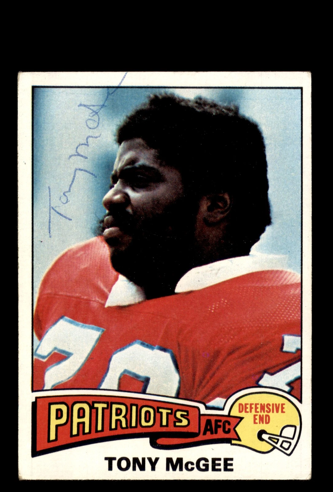 Signed Football Card Auto Tony McGee 1975 Topps #41 New England Patriots