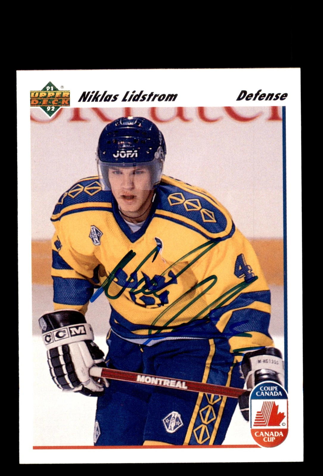 Signed Hockey Card Auto Nicklas Lidstrom 1991-92 Upper Deck #26 Sweden