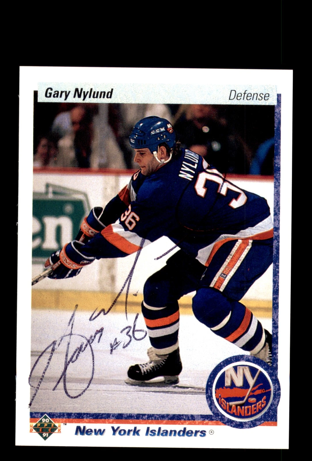 Signed Hockey Card Auto Gary Nylund 1990-91 Upper Deck #139 New York Islanders
