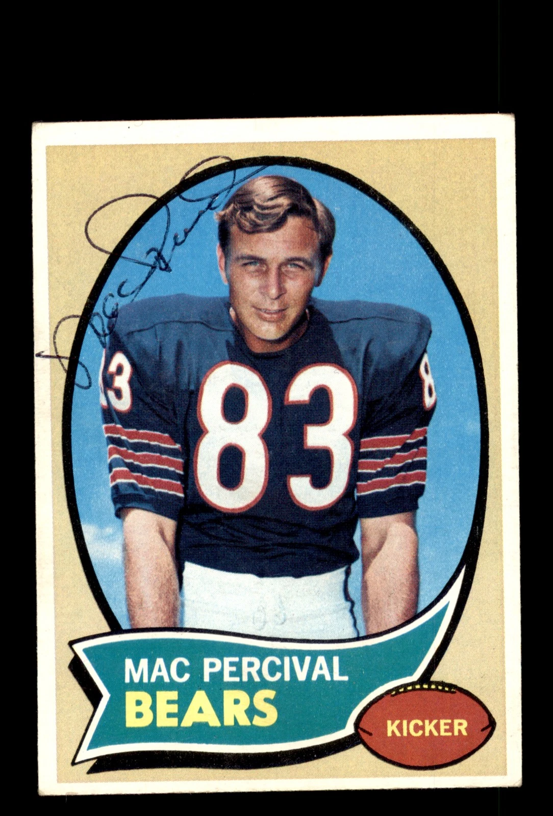 Signed Football Card Auto Mac Percival 1970 Topps #256 Chicago Bears
